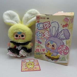 NEW - Baby Three Miniature Bunny Series. Yellow bunny. Boba eyes.